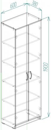 Шафа Анжело Ferrum-decor на 5 полиць 2 двері 1900x600x380 ДСП Дуб Сонома 16 мм (FRD-104980)