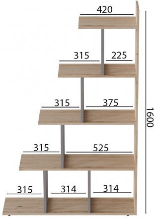 Етажерка Ferrum-decor Стелла 1600x1020x300 Сірий метал ДСП Дуб Сан-Марино (FRD-105492) Етажерка Ferrum-decor Стелла 1600x1020x300 Сірий метал ДСП Дуб Сан-Марино (FRD-105492)