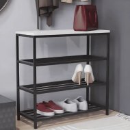 Полиця для взуття Слайм 3 Ferrum-decor 635x630x260 Чорний метал ДСП Біле 16 мм (FRD-105156)