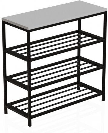 Полиця для взуття Слайм 3 Ferrum-decor 635x630x260 Чорний метал ДСП Біле 16 мм (FRD-105156)