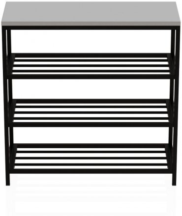 Полиця для взуття Слайм 3 Ferrum-decor 635x630x260 Чорний метал ДСП Біле 16 мм (FRD-105156)