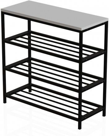 Полиця для взуття Слайм 3 Ferrum-decor 635x630x260 Чорний метал ДСП Біле 16 мм (FRD-105156)