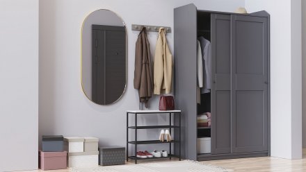 Полиця для взуття Слайм 3 Ferrum-decor 635x630x260 Чорний метал ДСП Біле 16 мм (FRD-105156)