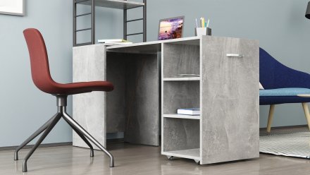 Стіл-тумба трансформер Смарт 4/1 з етажеркою Ferrum-decor 1430x1450x500 Чорний метал ДСП Бетон 16 мм (FRD-105129) Стіл-тумба трансформер Смарт 4/1 з етажеркою Ferrum-decor 1430x1450x500 Чорний метал ДСП Бетон 16 мм (FRD-105129)