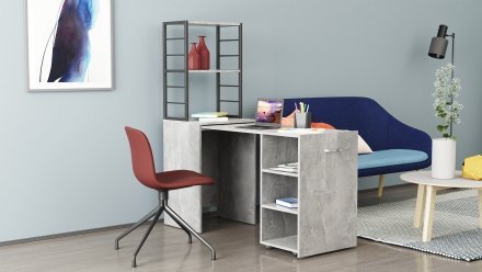 Стіл-тумба трансформер Смарт 4/1 з етажеркою Ferrum-decor 1430x1450x500 Чорний метал ДСП Бетон 16 мм (FRD-105129) Стіл-тумба трансформер Смарт 4/1 з етажеркою Ferrum-decor 1430x1450x500 Чорний метал ДСП Бетон 16 мм (FRD-105129)