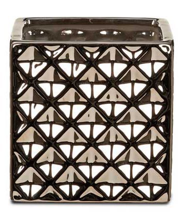 Кашпо для квітів Crystal кераміка 17" куб сріблясто-чорний 62215 Кашпо для квітів Crystal кераміка 17" куб сріблясто-чорний 62215