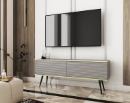 Тумба під телевізор Perfect Home Оро / Oro 2-дверна з чорними ніжками RTV135 MDF Сірий (PFH-091334)