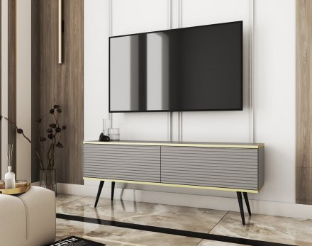Тумба під телевізор Perfect Home Оро / Oro 2-дверна з чорними ніжками RTV135 MDF Сірий (PFH-091334)