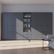 Шафа для одягу Doros Гелар Графіт 4+4ДСП з пеналом 370х49.5х203.4 (DRS-011932) Шафа для одягу Doros Гелар Графіт 4+4ДСП з пеналом 370х49.5х203.4 (DRS-011932)