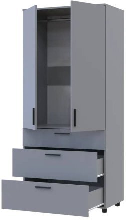Шафа для одягу Doros Торн Сірий 2 ДСП/3Ш (штанга) 90х51.6х200 (DRS-012025) Шафа для одягу Doros Торн Сірий 2 ДСП/3Ш (штанга) 90х51.6х200 (DRS-012025)