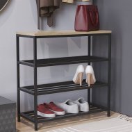 Полиця для взуття Слайм 3 Ferrum-decor 635x630x260 Чорний метал ДСП Дуб Сонома 16 мм (FRD-105158)