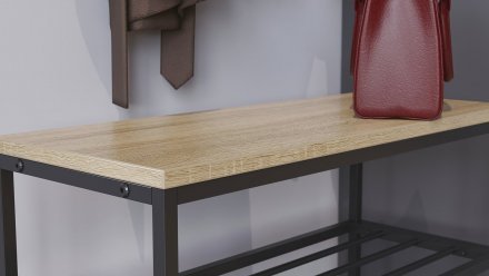 Полиця для взуття Слайм 3 Ferrum-decor 635x630x260 Чорний метал ДСП Дуб Сонома 16 мм (FRD-105158)
