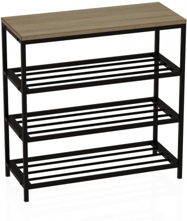 Полиця для взуття Слайм 3 Ferrum-decor 635x630x260 Чорний метал ДСП Дуб Сонома 16 мм (FRD-105158)