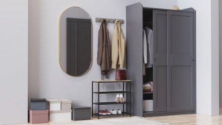 Полиця для взуття Слайм 3 Ferrum-decor 635x630x260 Чорний метал ДСП Дуб Сонома 16 мм (FRD-105158)