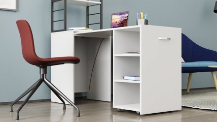 Стіл-тумба трансформер Смарт 4/2 з етажеркою Ferrum-decor 1430x1450x600 Чорний метал ДСП Біле 16 мм (FRD-105130) Стіл-тумба трансформер Смарт 4/2 з етажеркою Ferrum-decor 1430x1450x600 Чорний метал ДСП Біле 16 мм (FRD-105130)