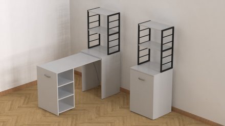 Стіл-тумба трансформер Смарт 4/2 з етажеркою Ferrum-decor 1430x1450x600 Чорний метал ДСП Біле 16 мм (FRD-105130) Стіл-тумба трансформер Смарт 4/2 з етажеркою Ferrum-decor 1430x1450x600 Чорний метал ДСП Біле 16 мм (FRD-105130)