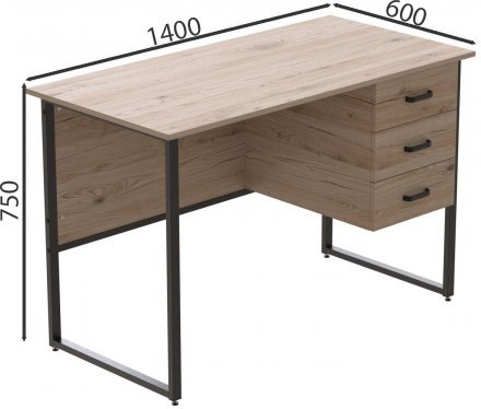 Комп'ютерний стіл Ferrum-decor Гаррі 75x140x60 чорний ДСП Дуб Сан-Марино 32мм (FRD-103549)