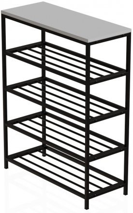 Полиця для взуття Слайм 4 Ferrum-decor 820x630x260 Чорний метал ДСП Біле 16 мм (FRD-105160)