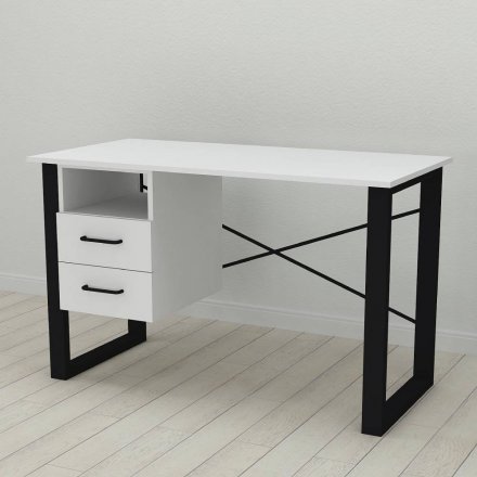 Письмовий стіл із ящиками Ferrum-decor Оскар 750x1200x600 метал Чорний ДСП Біле 16 мм (FRD-103213) Письмовий стіл із ящиками Ferrum-decor Оскар 750x1200x600 метал Чорний ДСП Біле 16 мм (FRD-103213)