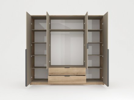 Шафа для одягу Perfect Home Летто / Letto 4D2S/220 4-дверна Дуб терра темний/сірий кам'яний (PFH-092039) Шафа для одягу Perfect Home Летто / Letto 4D2S/220 4-дверна Дуб терра темний/сірий кам'яний (PFH-092039)
