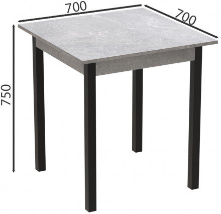 Стіл кухонний Ferrum-decor Агата 75x70x70 Чорний ДСП Бетон 16мм (FRD-105557)