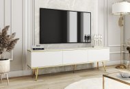 Тумба під телевізор Perfect Home Оро / Oro 3-дверна з золотими ніжками RTV175 Білий (PFH-091319)