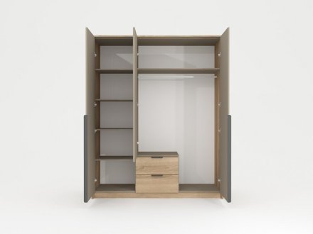 Шафа для одягу Perfect Home Летто / Letto 3D2S/165 3-дверна Дуб терра темний/сірий кам'яний (PFH-092040) Шафа для одягу Perfect Home Летто / Letto 3D2S/165 3-дверна Дуб терра темний/сірий кам'яний (PFH-092040)