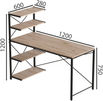 Комп'ютерний стіл Ferrum-decor Джек 75x120x60 Чорний ДСП Дуб Сан-Марино (FRD-104380)