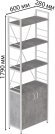 Етажерка 4/60 Ferrum-decor Серії Конект із тумбою 179x60x28 Білий ДСП Бетон (FRD-104497)