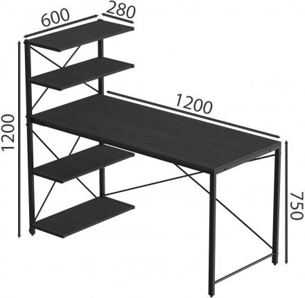 Комп'ютерний стіл Ferrum-decor Джек 75x120x60 Чорний ДСП Сосна Кембра (FRD-104381)