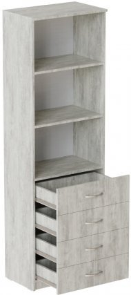 Шафа Анжело Ferrum-decor на 3 полиці з 4 ящики 1900x600x380 ДСП Бетон 16 мм (FRD-104988)