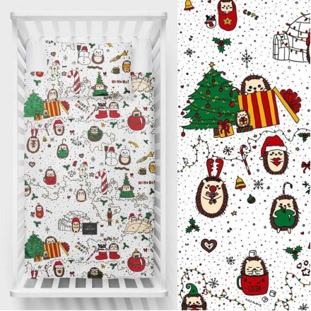 Дитяча постіль наволочка та підковдра Різдвяні їжачки lullalove-9525 Дитяча постіль наволочка та підковдра Різдвяні їжачки lullalove-9525