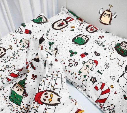 Дитяча постіль наволочка та підковдра Різдвяні їжачки lullalove-9525 Дитяча постіль наволочка та підковдра Різдвяні їжачки lullalove-9525