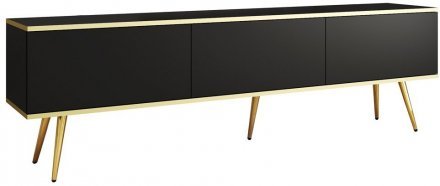 Тумба під телевізор Perfect Home Оро / Oro 3-дверна з золотими ніжками RTV175 Чорний (PFH-091321)