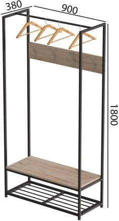 Вішалка модульна підлогова Ferrum-decor Треліс 13 180x90x38 чорний ДСП Дуб Сан-Марино 16мм (FRD-104326) Вішалка модульна підлогова Ferrum-decor Треліс 13 180x90x38 чорний ДСП Дуб Сан-Марино 16мм (FRD-104326)
