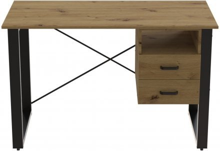 Письмовий стіл із ящиками Ferrum-decor Оскар 750x1200x600 метал Чорний ДСП Дуб Артизан 16 мм (FRD-103218)