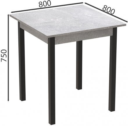 Стіл кухонний Ferrum-decor Агата 75x80x80 Чорний ДСП Бетон 16мм (FRD-105560) Стіл кухонний Ferrum-decor Агата 75x80x80 Чорний ДСП Бетон 16мм (FRD-105560)