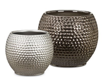 Кашпо для квітів Mercury кераміка 18" сріблясто-чорний 62218