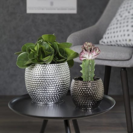 Кашпо для квітів Mercury кераміка 18" сріблясто-чорний 62218