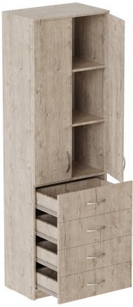 Шафа Анжело Ferrum-decor на 3 полиць з 2 дверима та 4 ящики 1900x600x380 ДСП Дуб Сан-Марино 16 мм (FRD-104990)