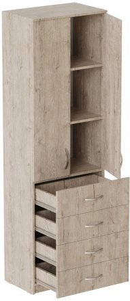 Шафа Анжело Ferrum-decor на 3 полиць з 2 дверима та 4 ящики 1900x600x380 ДСП Дуб Сан-Марино 16 мм (FRD-104990)