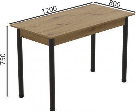 Стіл кухонний Ferrum-decor Беніта 75x120x80 Чорний ДСП Дуб Артизан 16мм (FRD-105703) Стіл кухонний Ferrum-decor Беніта 75x120x80 Чорний ДСП Дуб Артизан 16мм (FRD-105703)