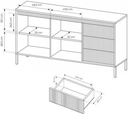 Комод Perfect Home Сенсо / Senso 2-дверний з 3 шухлядами 2D3S/153 Чорний (PFH-091135)