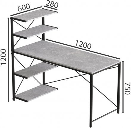 Комп'ютерний стіл Ferrum-decor Джек 75x120x60 Чорний ДСП Бетон (FRD-104385)