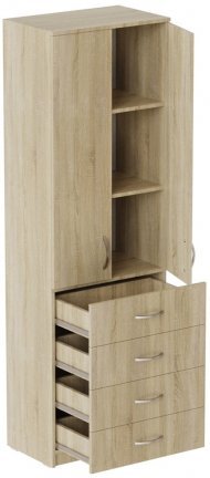 Шафа Анжело Ferrum-decor на 3 полиць з 2 дверима та 4 ящики 1900x600x380 ДСП Дуб Сонома 16 мм (FRD-104992)