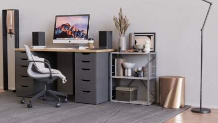 Етажерка 3/60 Ferrum-decor Серії Конект 73x60x28 сірий ДСП Бетон 16мм (FRD-105546)