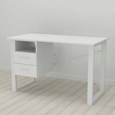 Письмовий стіл із ящиками Ferrum-decor Оскар 750x1200x600 метал Білий ДСП Біле 16 мм (FRD-103220)