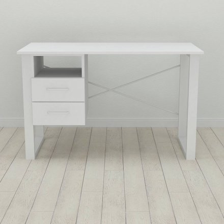 Письмовий стіл із ящиками Ferrum-decor Оскар 750x1200x600 метал Білий ДСП Біле 16 мм (FRD-103220)
