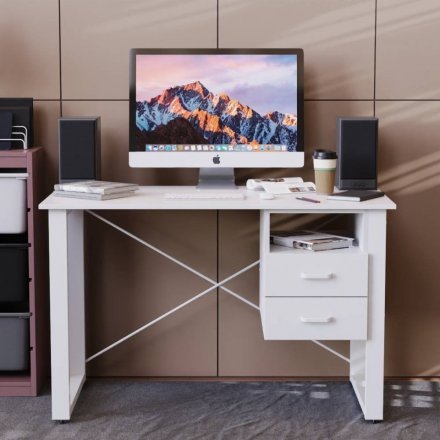 Письмовий стіл із ящиками Ferrum-decor Оскар 750x1200x600 метал Білий ДСП Біле 16 мм (FRD-103220)
