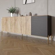 Комод на золотих металевих ніжках LION Грей 204x38x76,5 см Дуб сонома/Асфальт (LION-042669) Комод на золотих металевих ніжках LION Грей 204x38x76,5 см Дуб сонома/Асфальт (LION-042669)